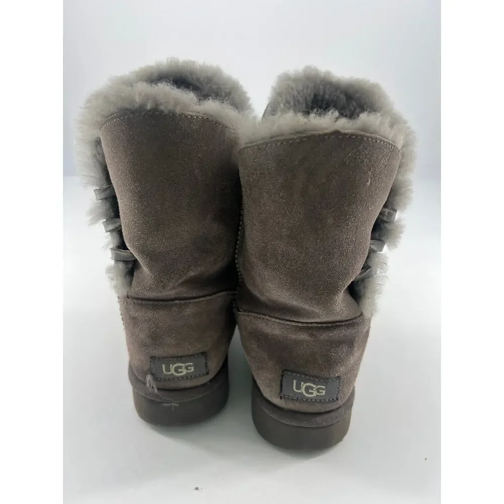 Ugg Constatine Satin Ribbon Boots Womens Size 7 Gray Charcoal Warm Y2K - Picture 8 of 9
